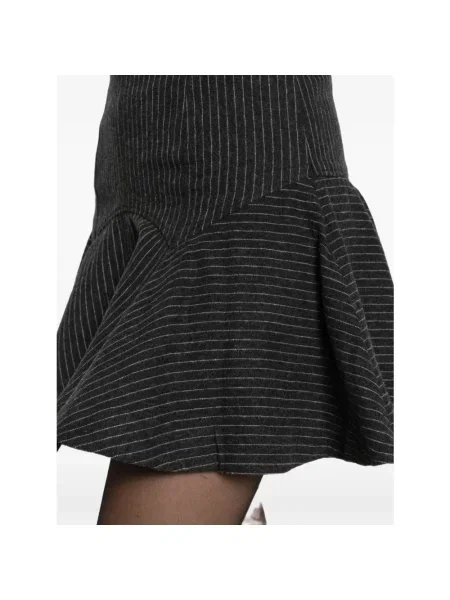 GANNI Pinstripe Flannel Corset spódnica rozkloszowana z dodatkiem wełny czarna