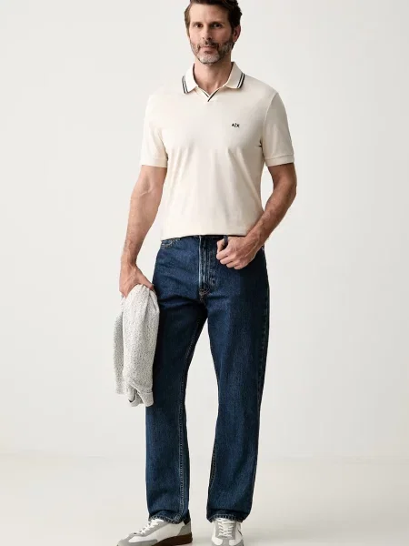 Tricou polo Armani Exchange bej