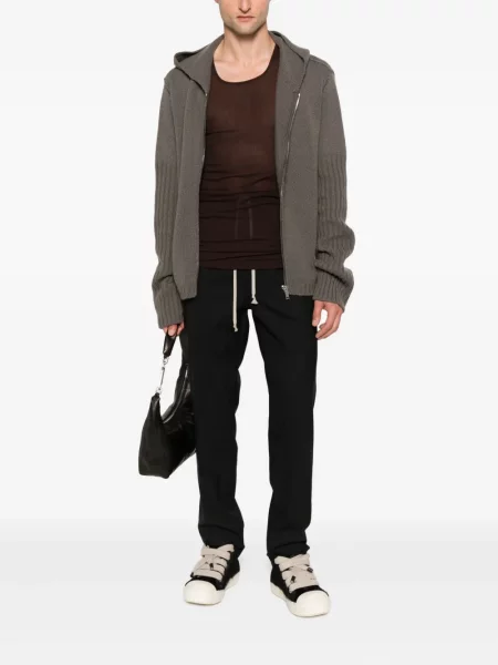 Cardigan Rick Owens cu glugă gri