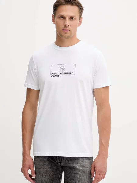 Тениска Karl Lagerfeld Jeans с принт бяло