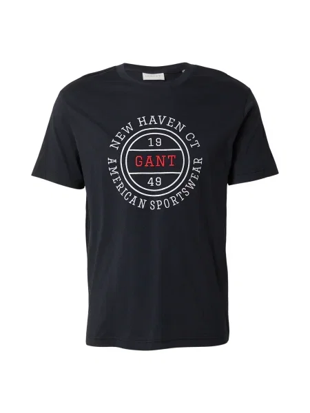 GANT Tricou roșu / negru alb