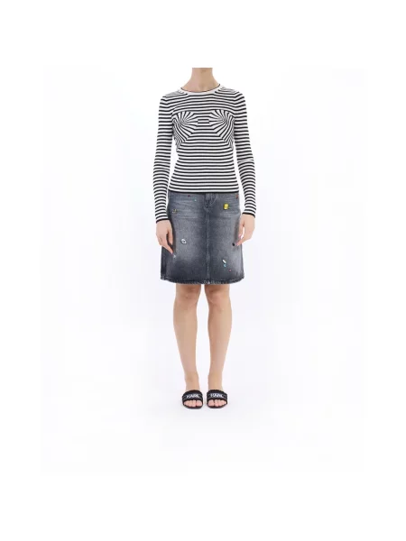Sweter Marc Jacobs w paski z dekoltem w serek z paskiem