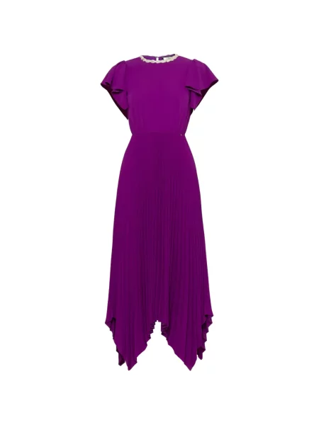 Rochie Nissa plisată de cristal de costum violet