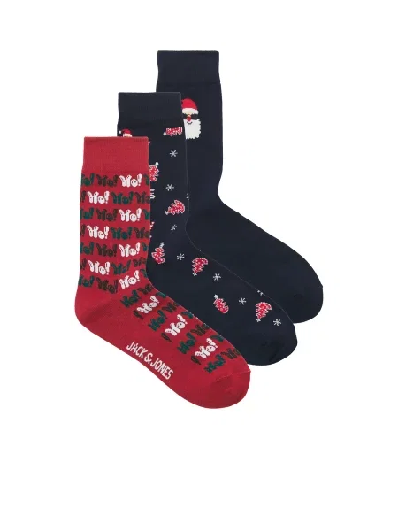 JACK & JONES Șosete JACEDDIE XMAS bleumarin / roşu închis alb