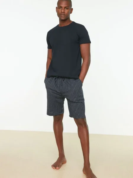 Trendyol Pijama scurtă bleumarin alb