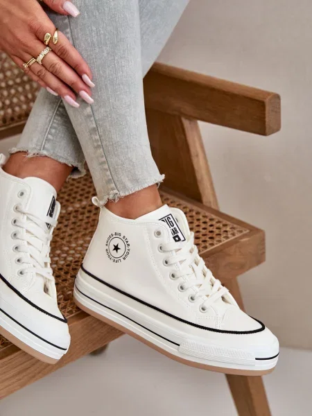 Sneakerși Big Star Shoes din piele alb