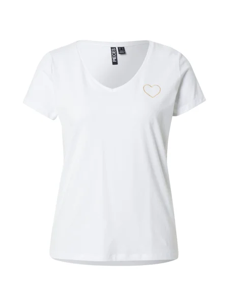 PIECES Tricou PCNEW BILLY auriu alb