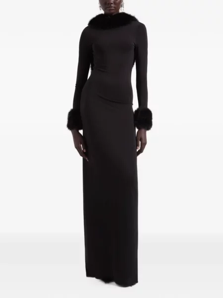 Rochie maxi Nina Ricci cu blană negru
