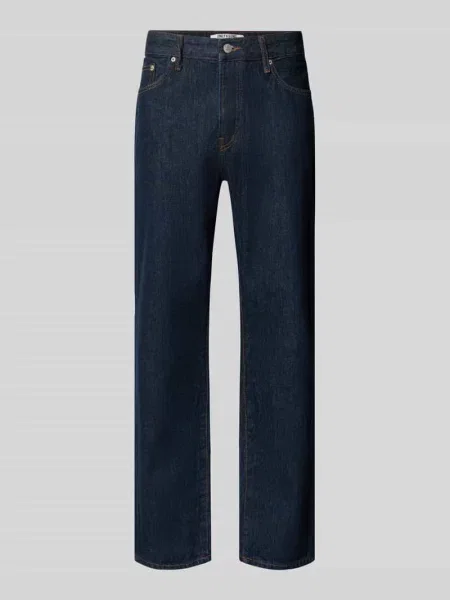 Jeansy o kroju straight fit z czystej bawełny model EDGE' Only & Sons granatowe