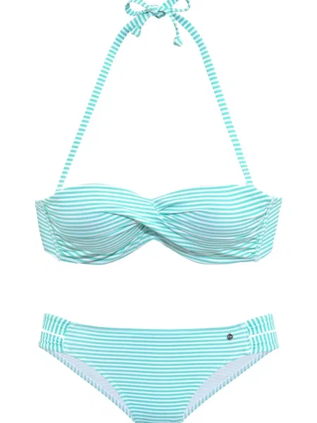 S.Oliver Costum de baie două piese albastru deschis alb