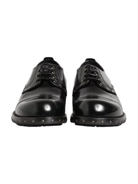 Derby Dolce And Gabbana skórzany z ćwiekami elegancki czarny