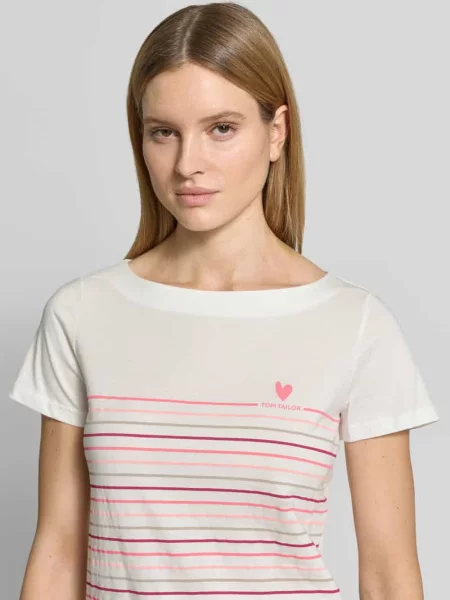 T-shirt o kroju regular fit z czystej bawełny Tom Tailor biała