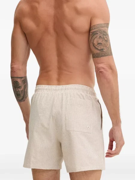 Slip de baie Nike cu gât halter cu imagine cu imprimeu geometric negru