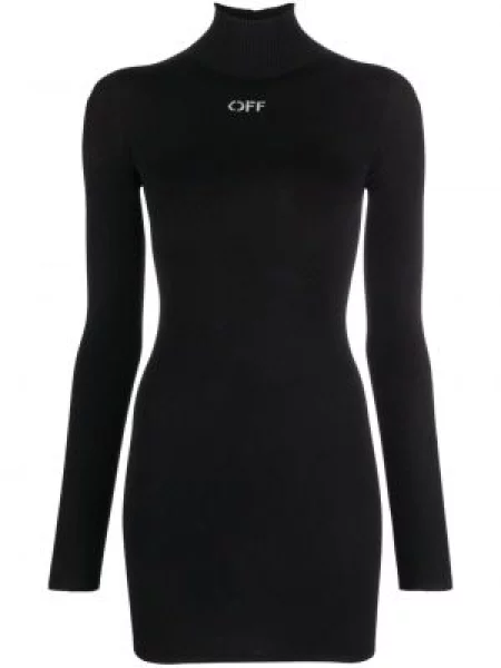 Rochie tip cămașă Off-white cu autograf alb