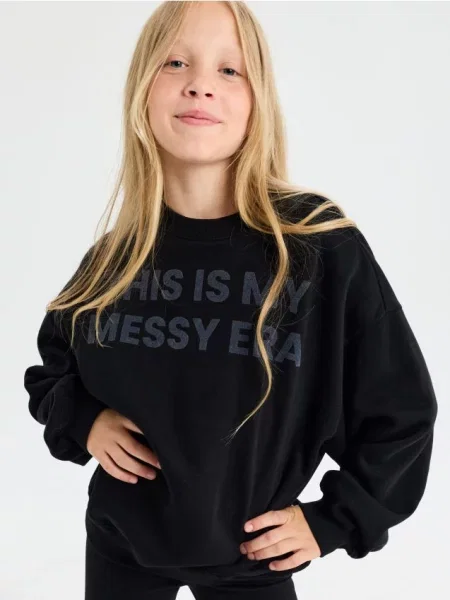 Sinsay Crewneck mikina s nápisem černá