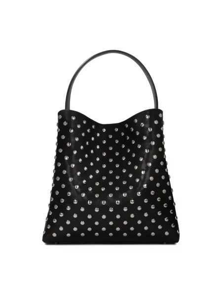 Torebka skórzana Kazar skórzana z nitami czarna