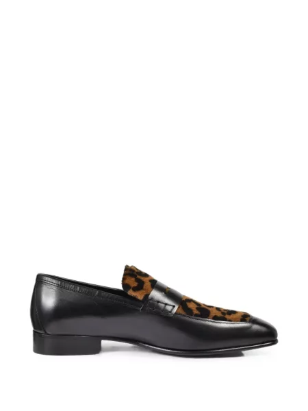 Pantofi loafer Ernest W. Baker din piele cu imagine cu model leopard negru