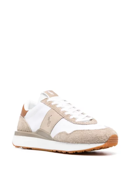 Haftowane sneakersy Polo Ralph Lauren zamszowe w kratkę czerwone