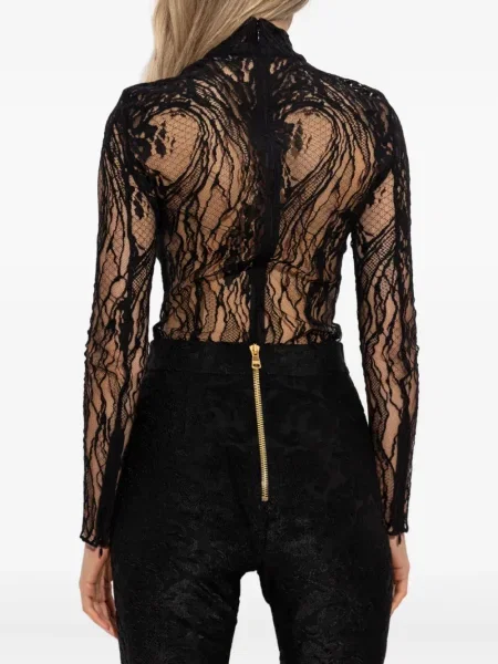 Body Balmain din dantelă negru
