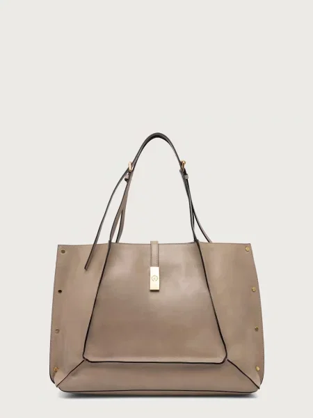 Geantă shopper Pollini din piele bej