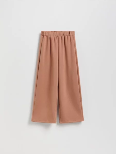 Reserved Spodnie wide leg brązowy