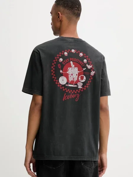 Iceberg tricou din cu imprimeu gri