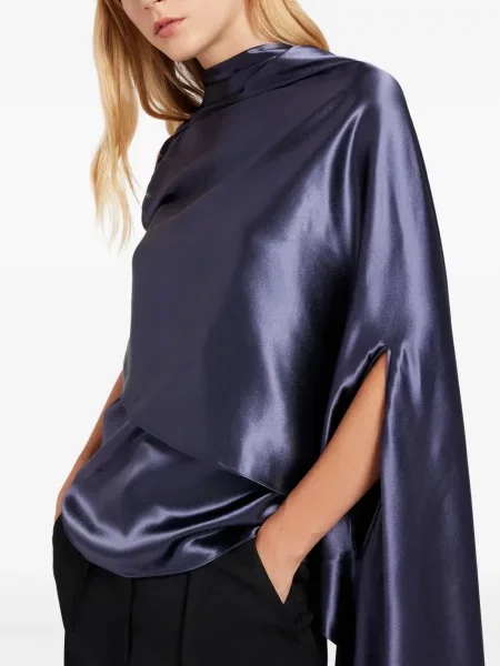 Top Ports 1961 din satin drapat albastru