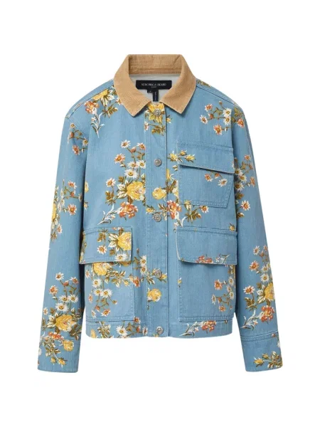 Geacă Veronica Beard de catifea cord cu model floral cu imagine albastru