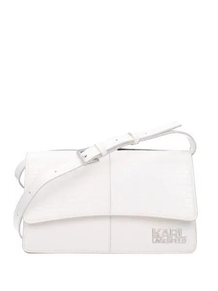 Geanta crossbody Karl Lagerfeld cu autograf alb