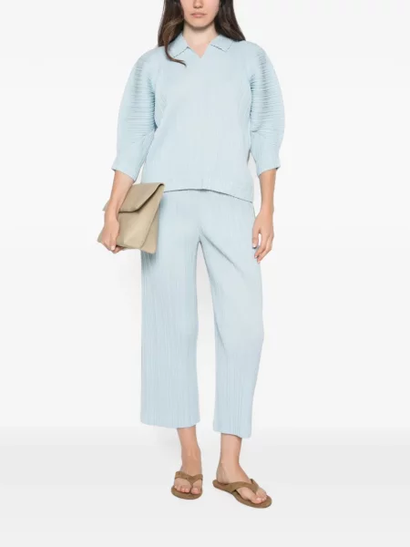 Marškinėliai Pleats Please Issey Miyake v formos iškirpte mėlyna