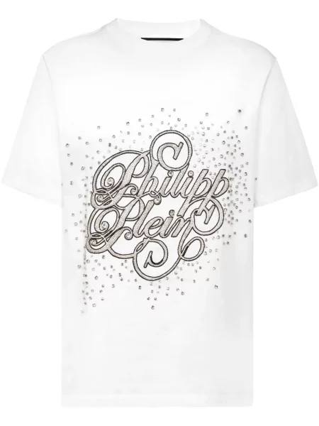Tricou Philipp Plein de cristal alb