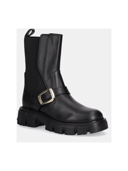 Love Moschino sztyblety skórzane na platformie czarny