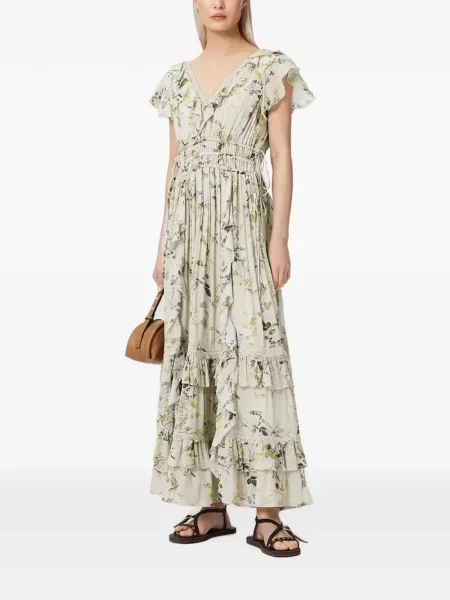 Rochie maxi Allsaints cu model floral cu imagine verde