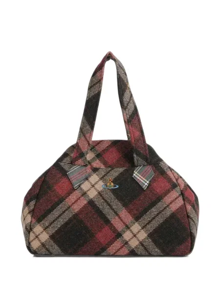 Geantă shopper Vivienne Westwood în carouri roșu