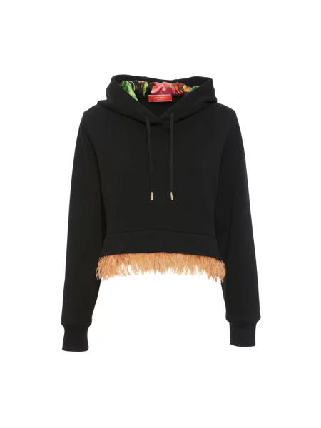 Bluza z kapturem La Doublej w piórka czarna