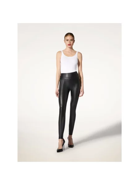 Wolford Legginsy Edie Z Imitacji Skóry schwarz czarne