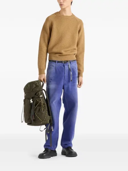 Pantaloni Prada din țesătură twill albastru