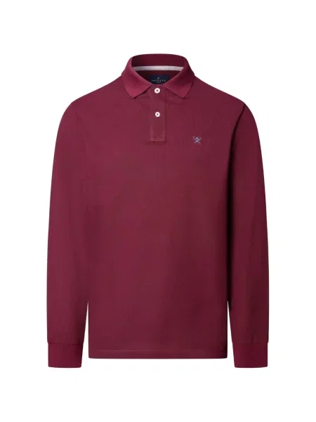 Lung tricou polo Hackett London cu broderie roșu