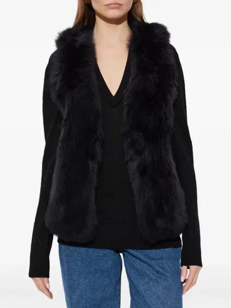 Vestă Balmain din piele de oaie negru