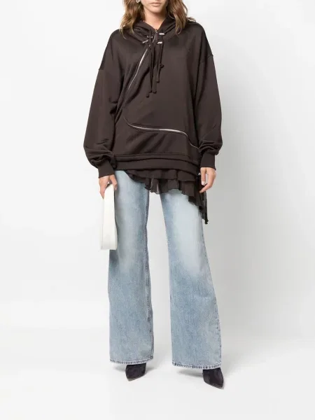 Ασύμμετρο hoodie Diesel καφέ