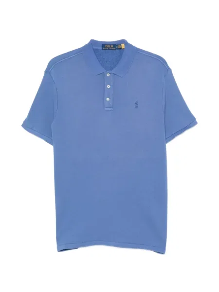 Polo majica Polo Ralph Lauren s vezicama s čipkom s autogramom plava