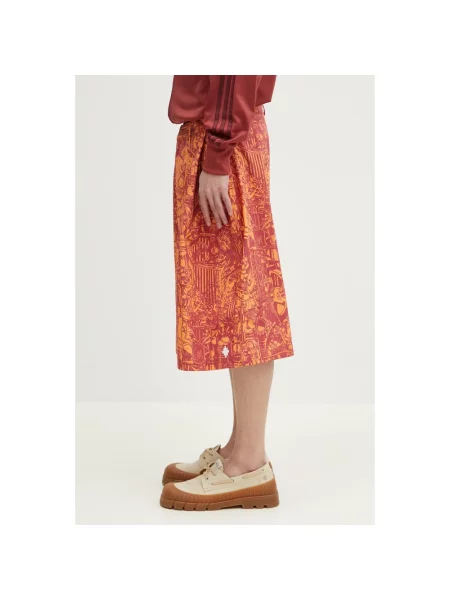 Marcelo Burlon szorty Aop Mech Pajama Shorts Orange Burgundy pomarańczowy