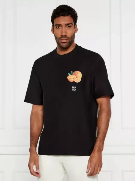 HUGO Tricou Dartiee | Oversize fit negru