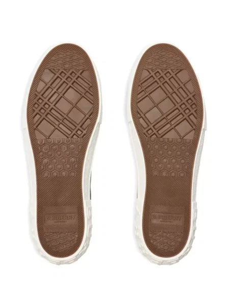 Sneakerși Burberry cu șireturi în carouri din dantelă maro