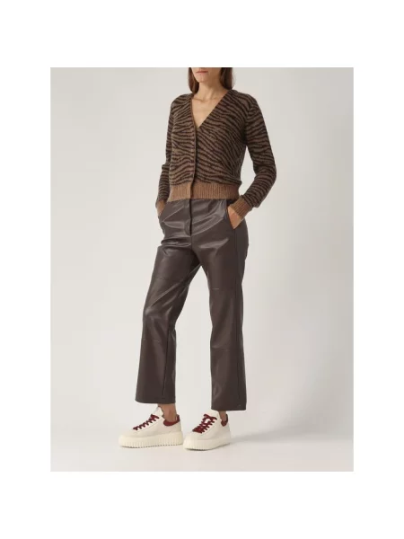 Sweter Max Mara Studio z nadrukiem w tygrysie prążki brązowy