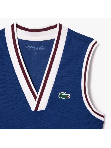 Lacoste Sukienka Z Dekoltem V Bez Rękawów Flare Fit granatowa