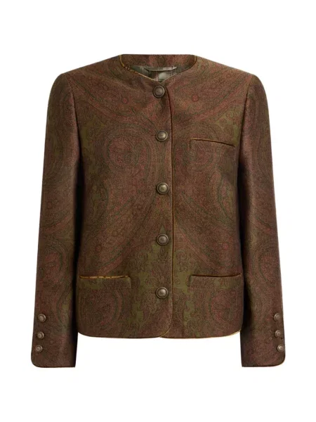 Geacă Etro de lână cu model paisley maro