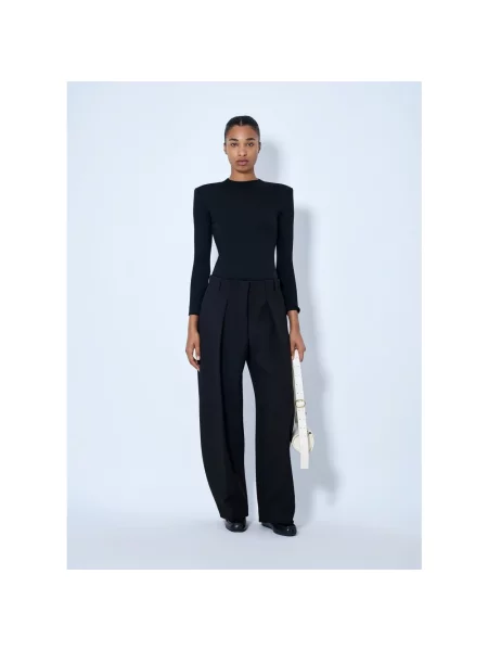 Top Jil Sander wełniany z długim rękawem czarny