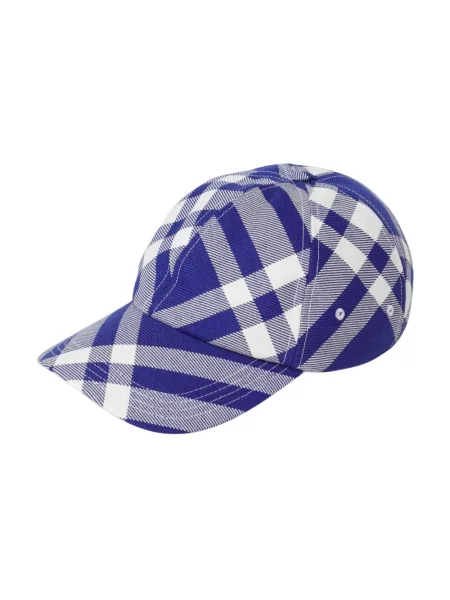 Czapka z daszkiem Burberry w kratę niebieska