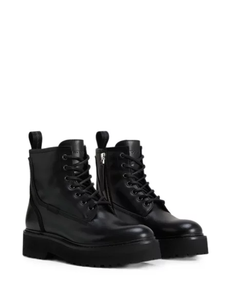 Кожени боти до глезена Woolrich с връзки черно